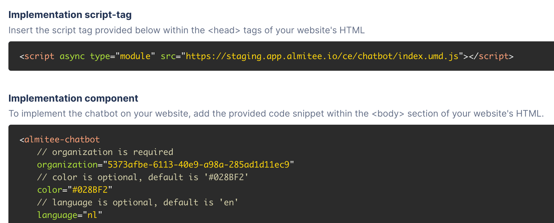 Chatbot integration